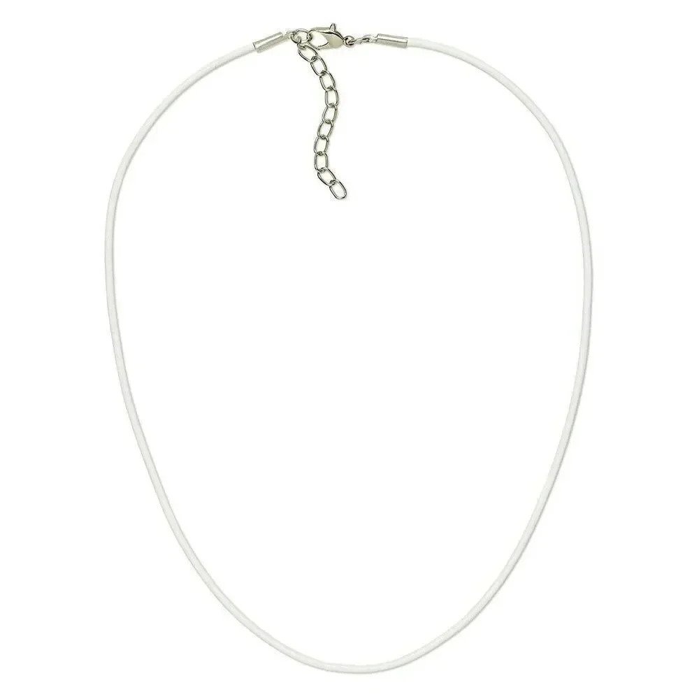 White 18" Greek Rolled Genuine Leather Cord Necklace